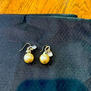Vintage Talbots fax pearl, and rhinestone drop earrings